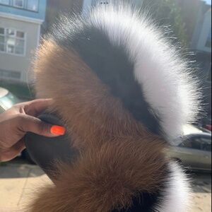 Camellia Real Fur Custom Slides sizes 7.5,8,8.5 only